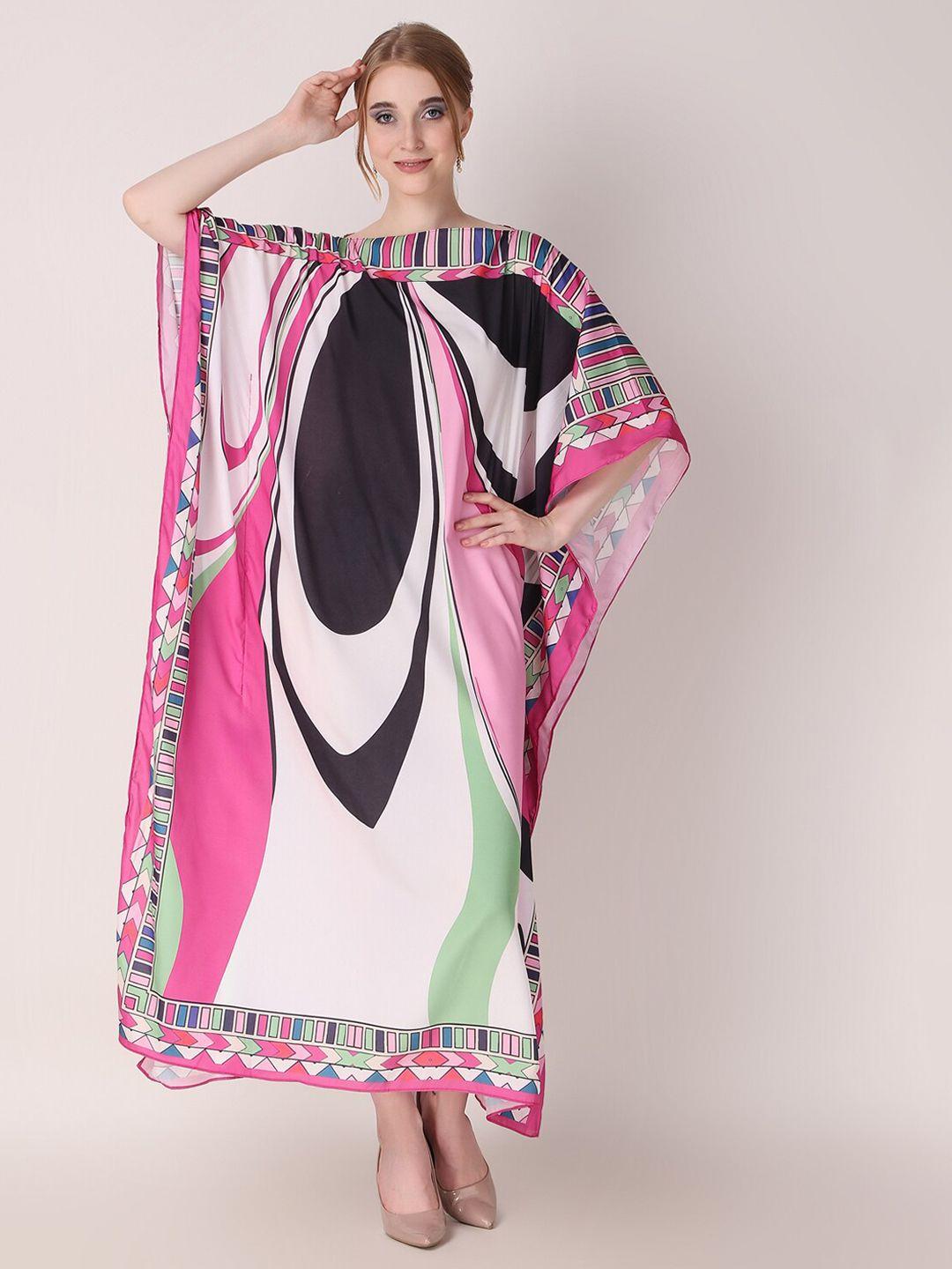 rajoria instyle abstract printed flared sleeves kaftan maxi dress