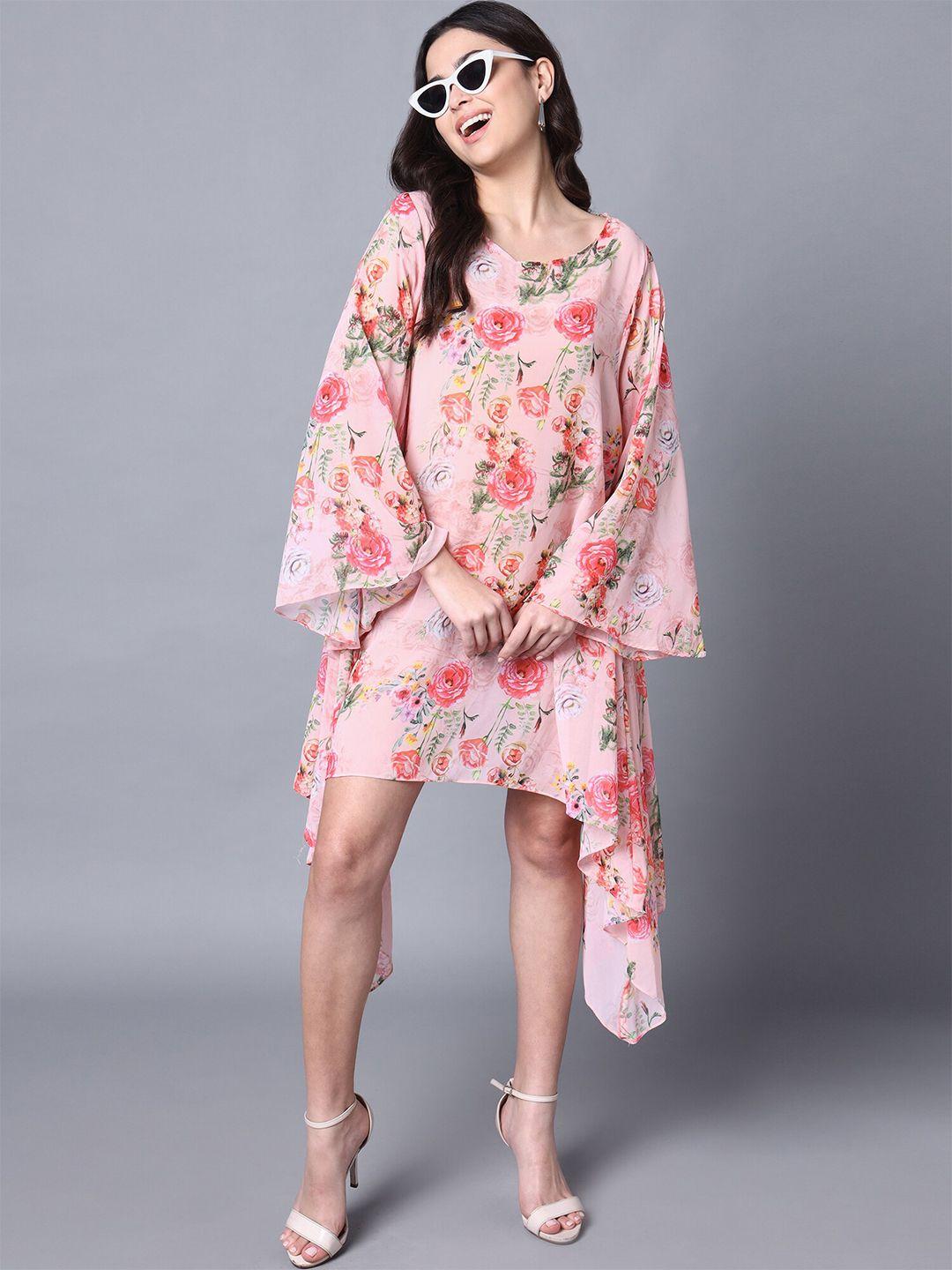 rajoria instyle floral georgette bell sleeves a-line dress