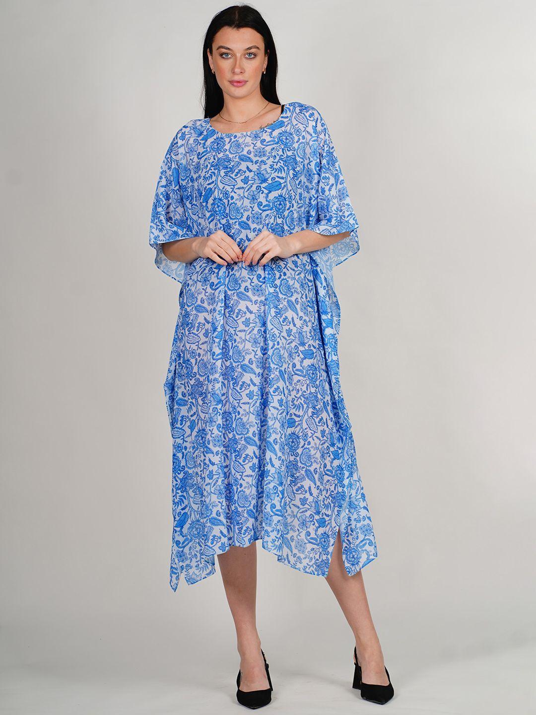 rajoria instyle floral print cape sleeve georgette kaftan midi dress