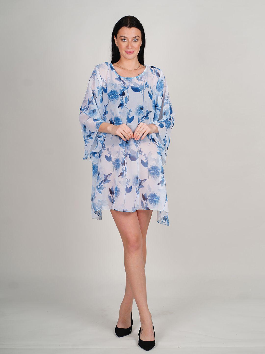 rajoria instyle floral print flared sleeve georgette a-line dress
