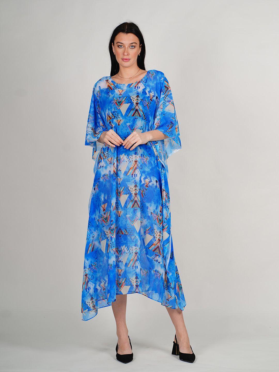 rajoria instyle floral print flared sleeve georgette fit & flare midi dress