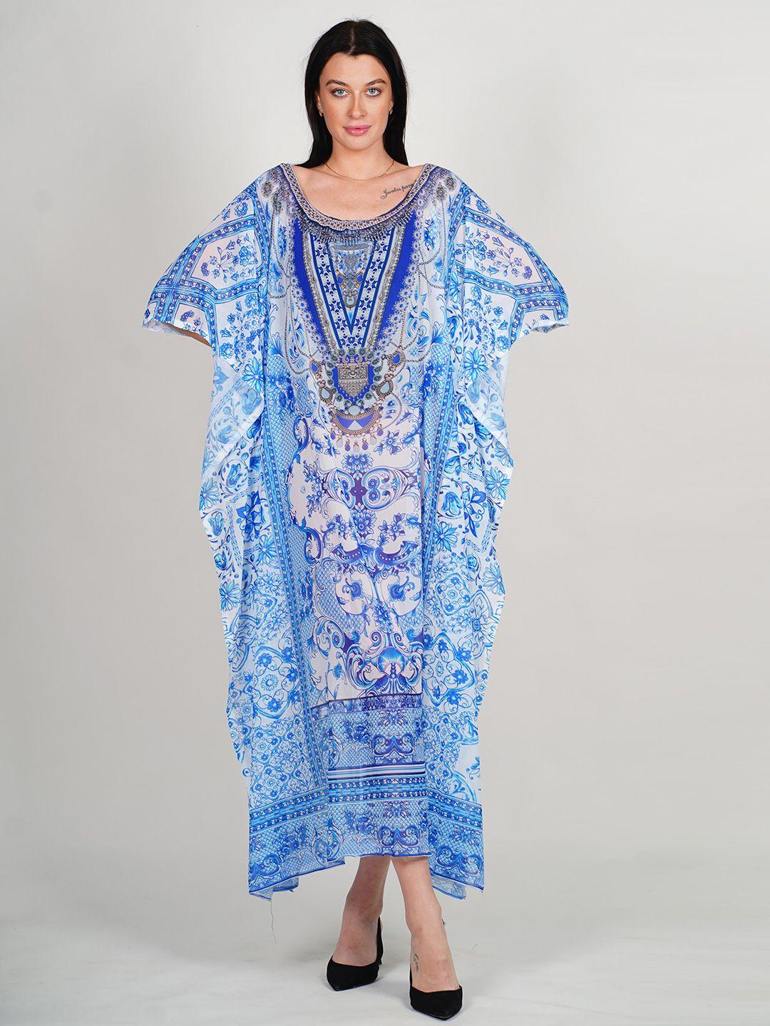 rajoria instyle floral print georgette kaftan maxi dress