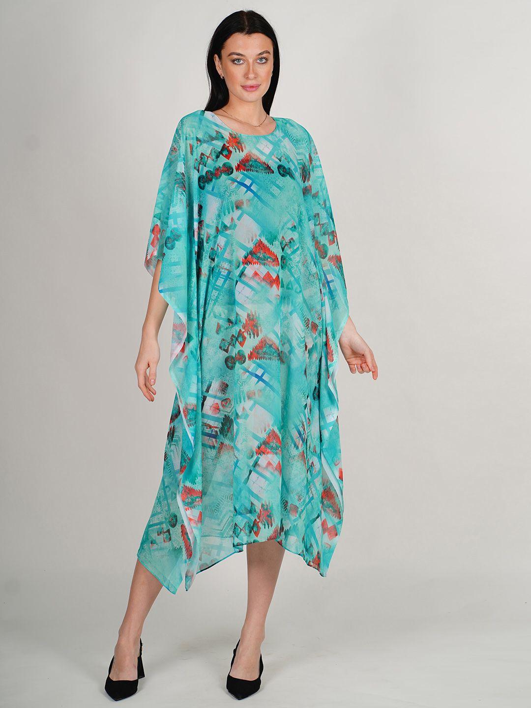 rajoria instyle floral print georgette kaftan midi dress