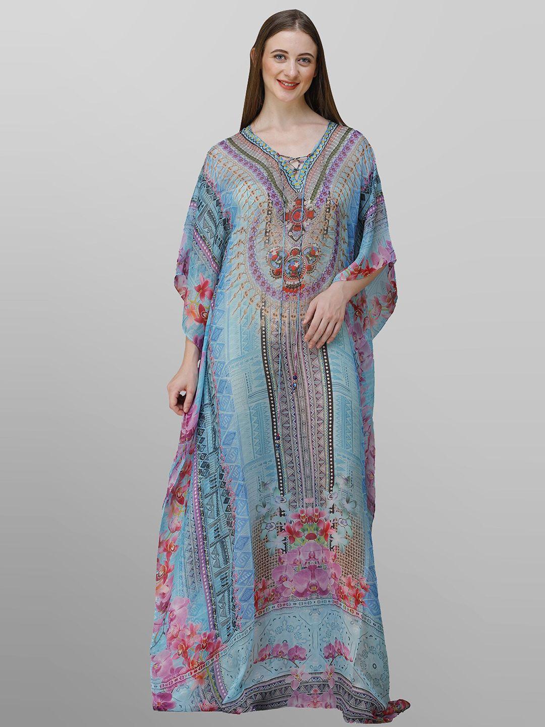 rajoria instyle floral printed georgette kaftan maxi dress