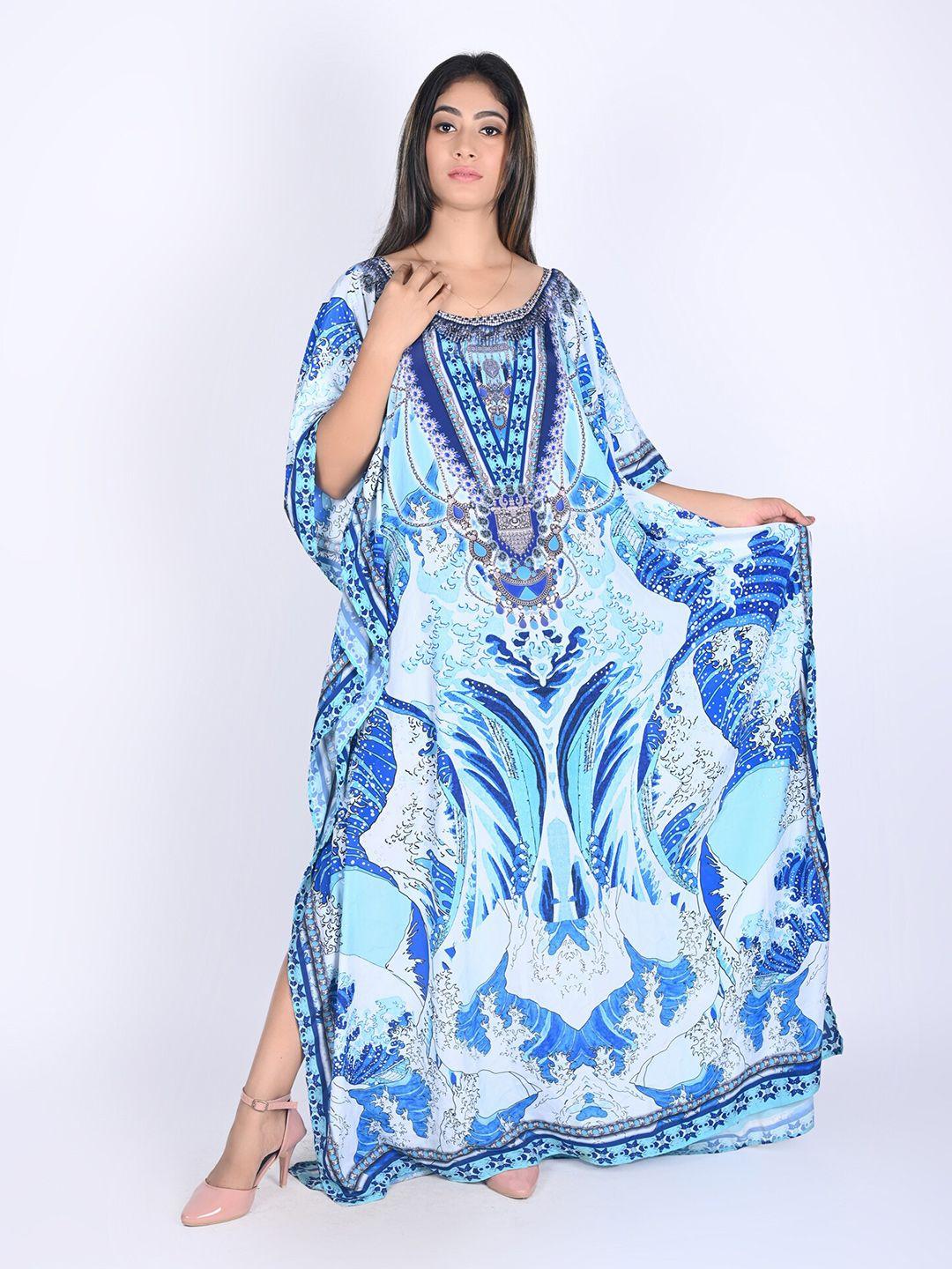 rajoria instyle multicoloured ethnic motifs georgette ethnic kaftan maxi dress