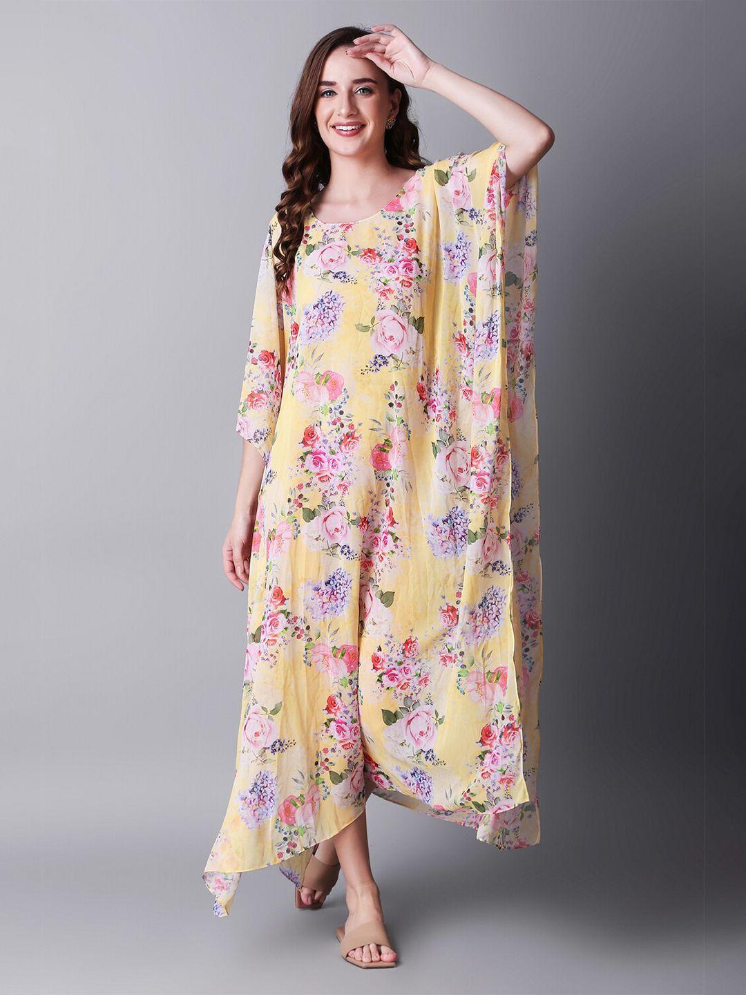 rajoria instyle multicoloured floral print georgette maxi dress