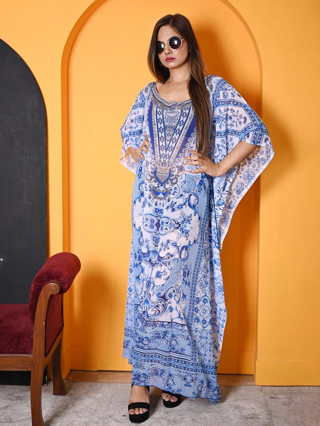 rajoria instyle multicoloured print georgette kaftan dress