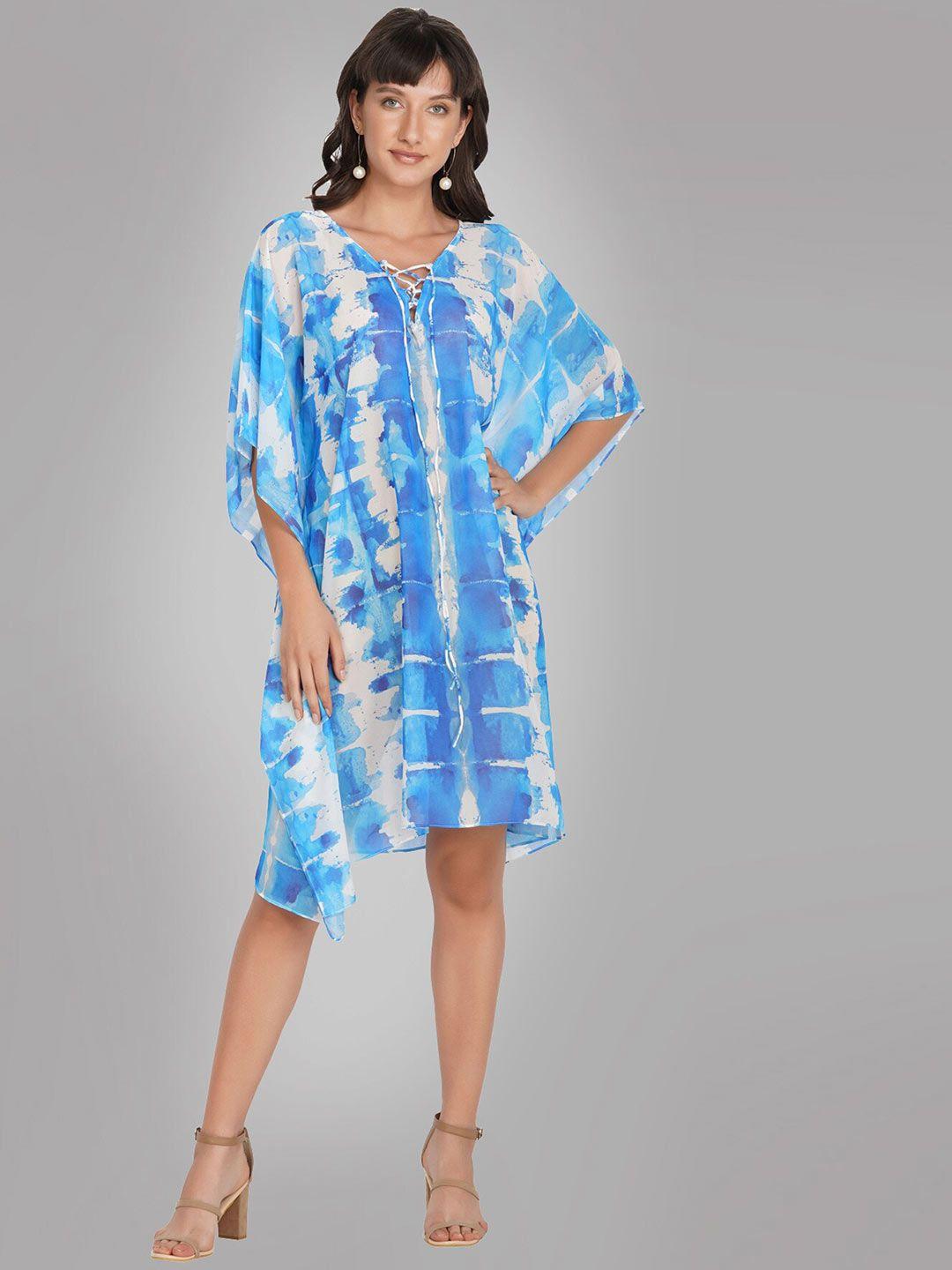 rajoria instyle multicoloured tie and dye dyed georgette ethnic kaftan dress