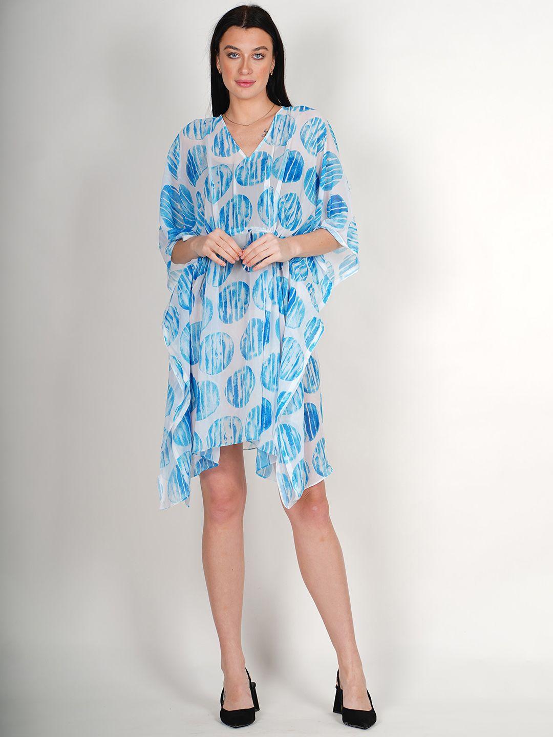 rajoria instyle print kimono sleeve georgette kaftan dress