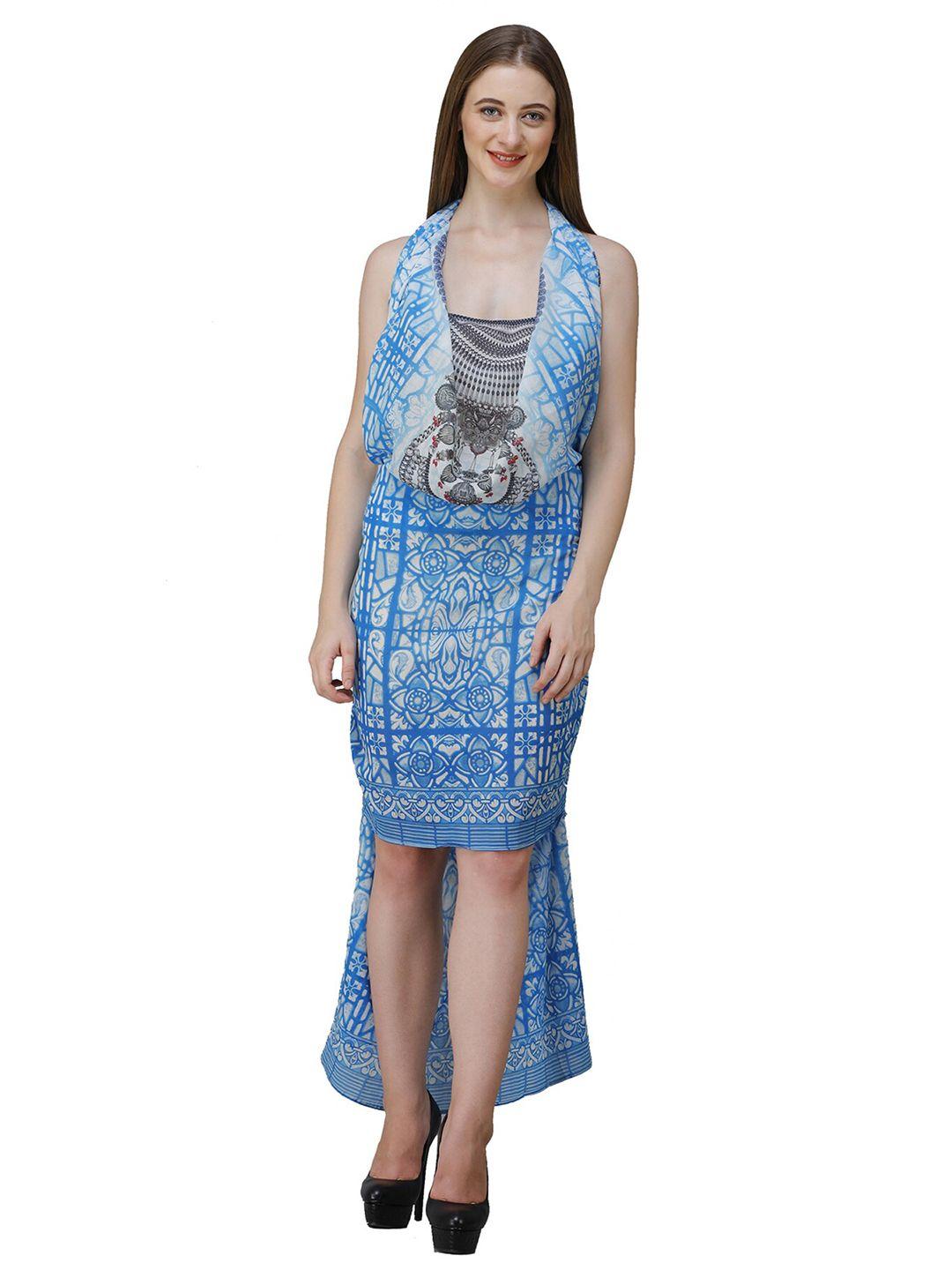 rajoria instyle women blue & off white digital printed kaftan