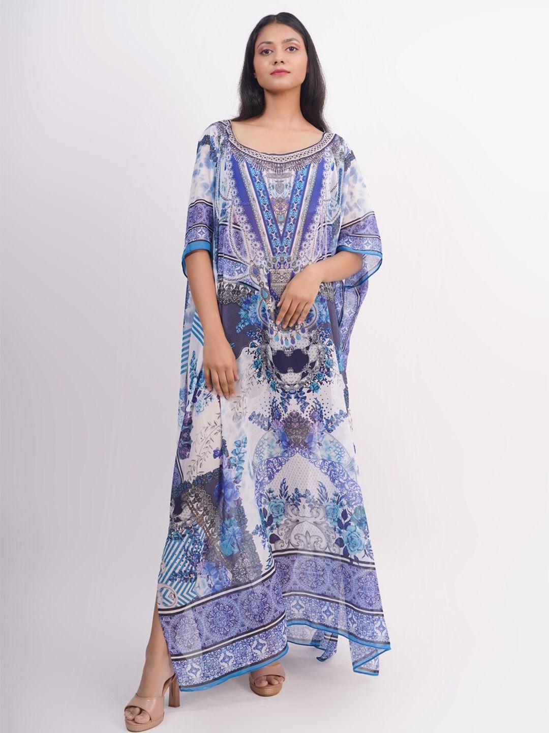 rajoria instyle women white printed kaftan maxi dress