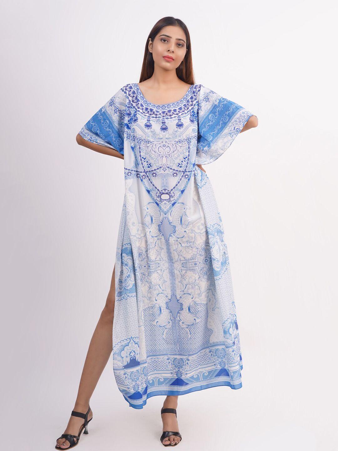 rajoria instyle women white printed kaftan maxi dress