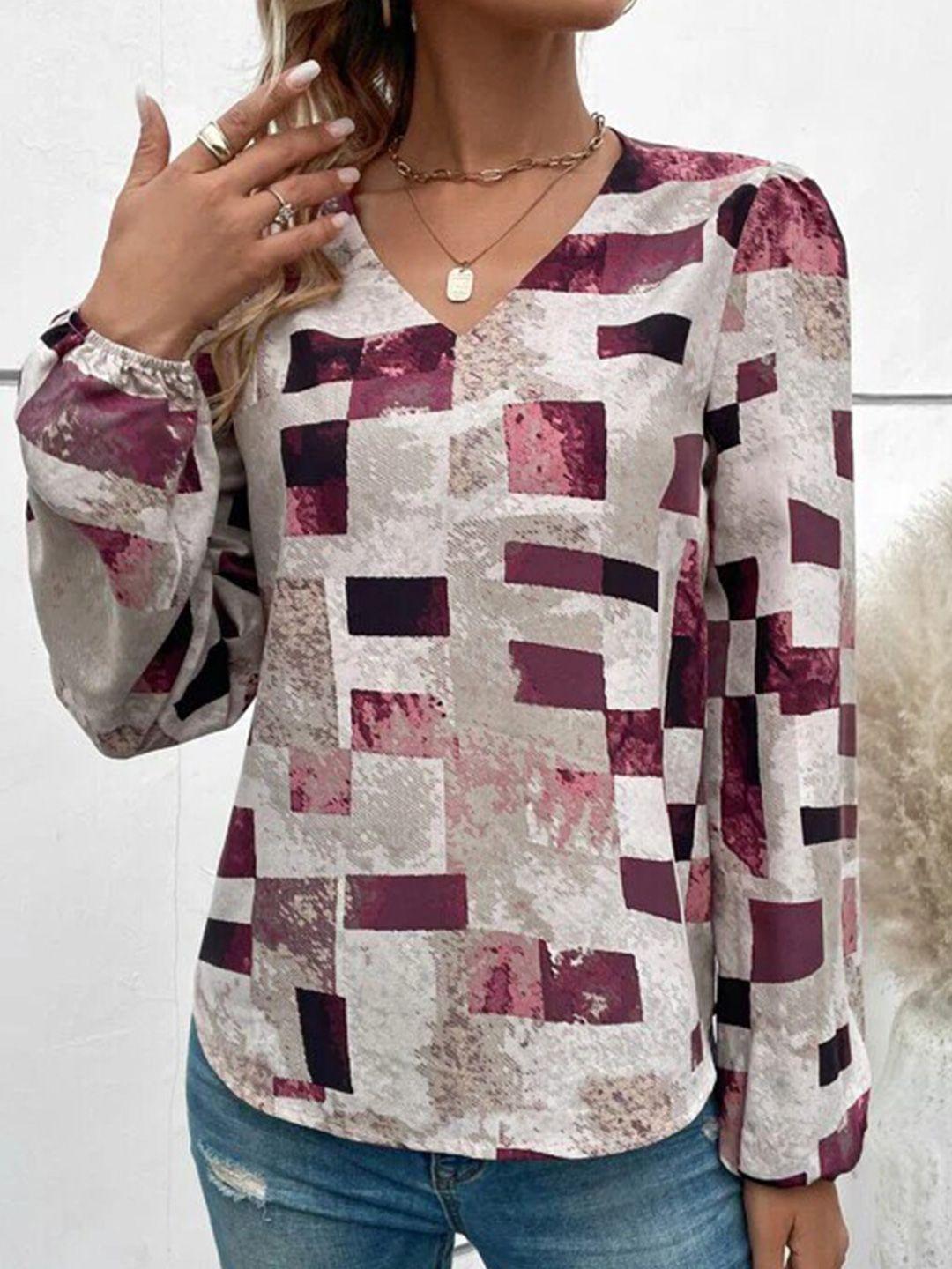 rajovati purple geometric print cotton top