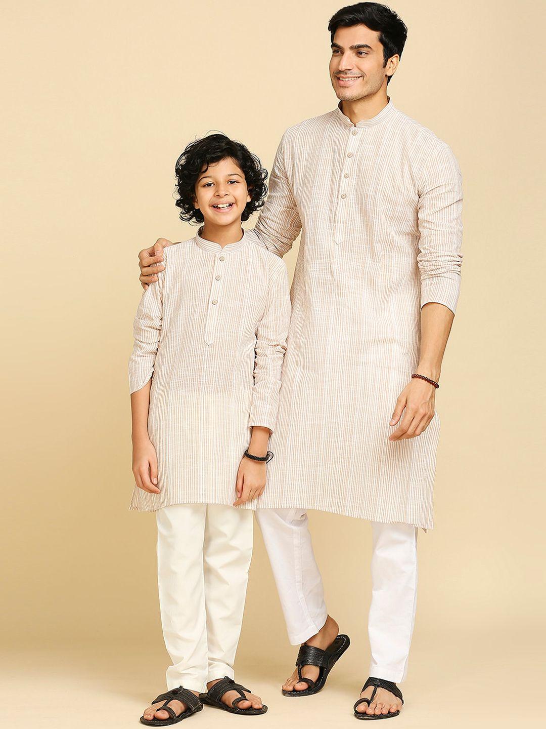 rajubhai hargovindas boys striped mandarin collar pure cotton kurta