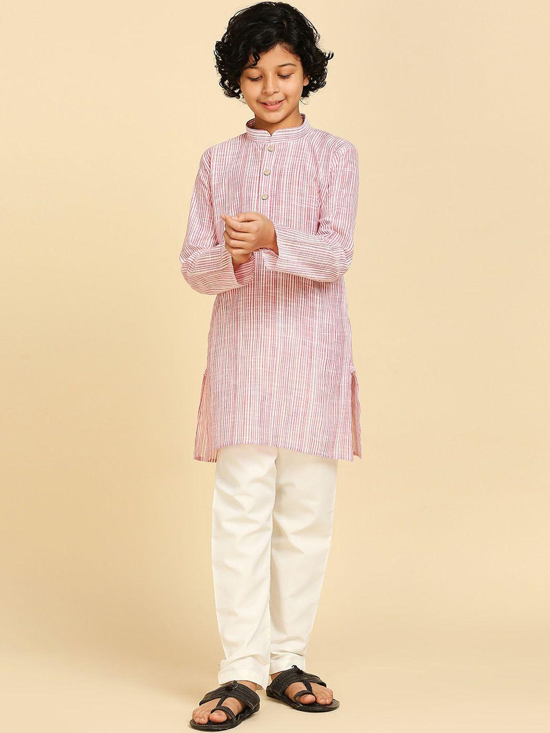 rajubhai hargovindas boys striped mandarin collar pure cotton kurta