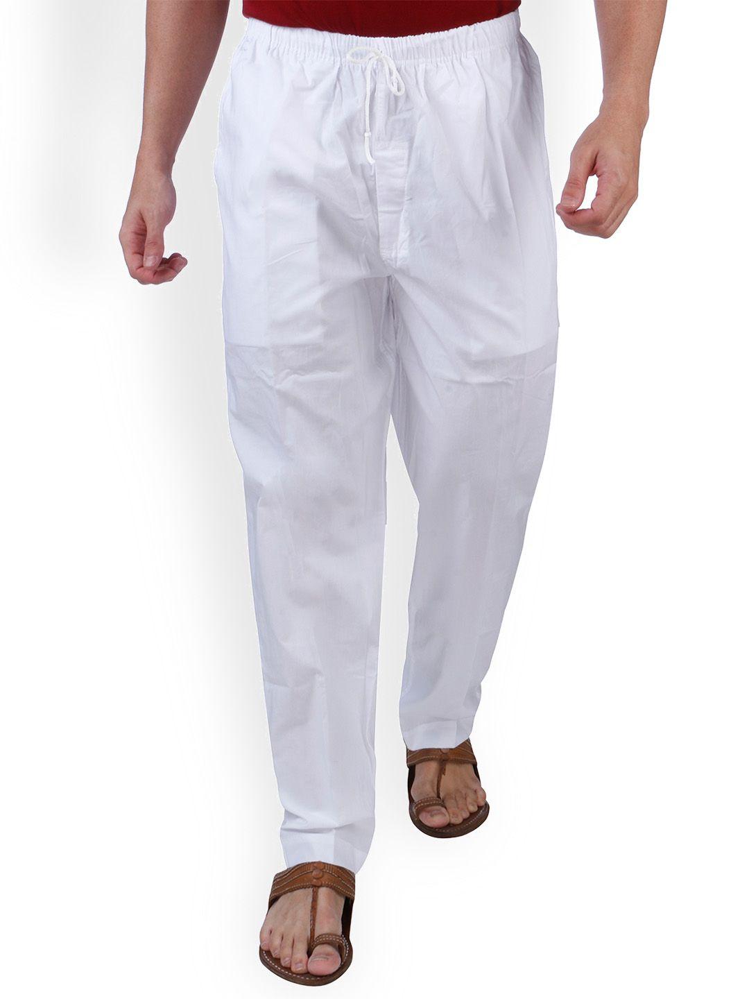 rajubhai hargovindas men white solid pyjamas
