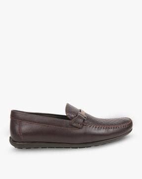 ralphie checked leather loafers with striped buckle