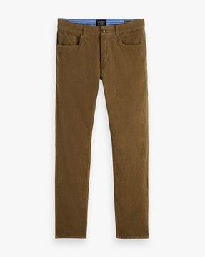 ralston slim fit flat-front corduroy trousers