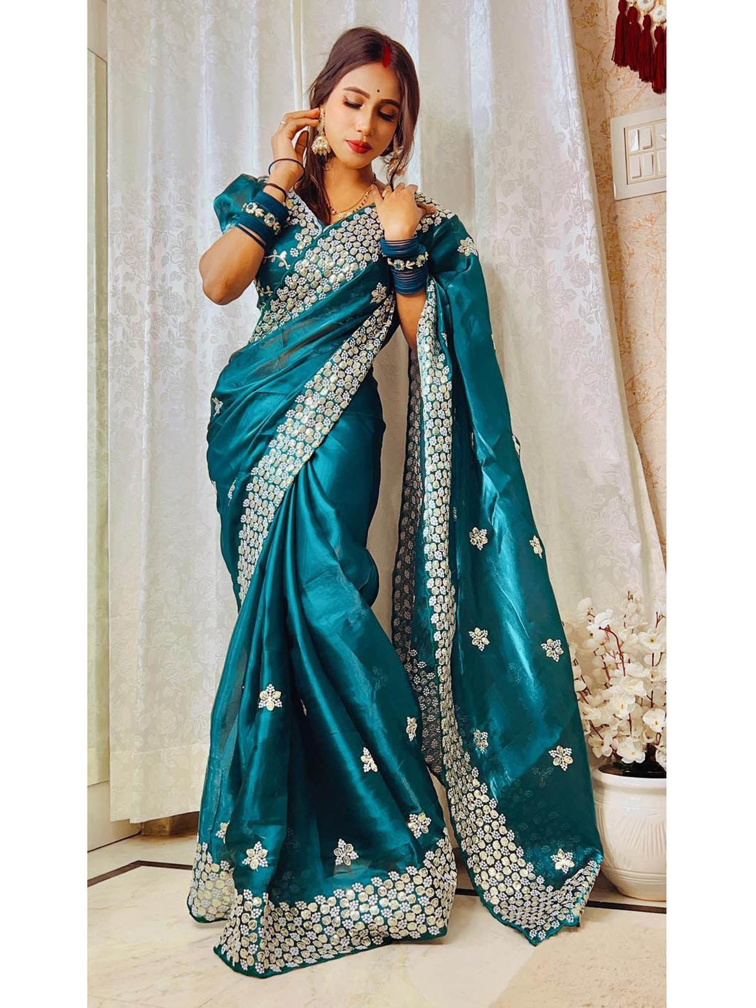 rama pure soft zimmy choo silk embroidery sequence work saree with stitched blouse