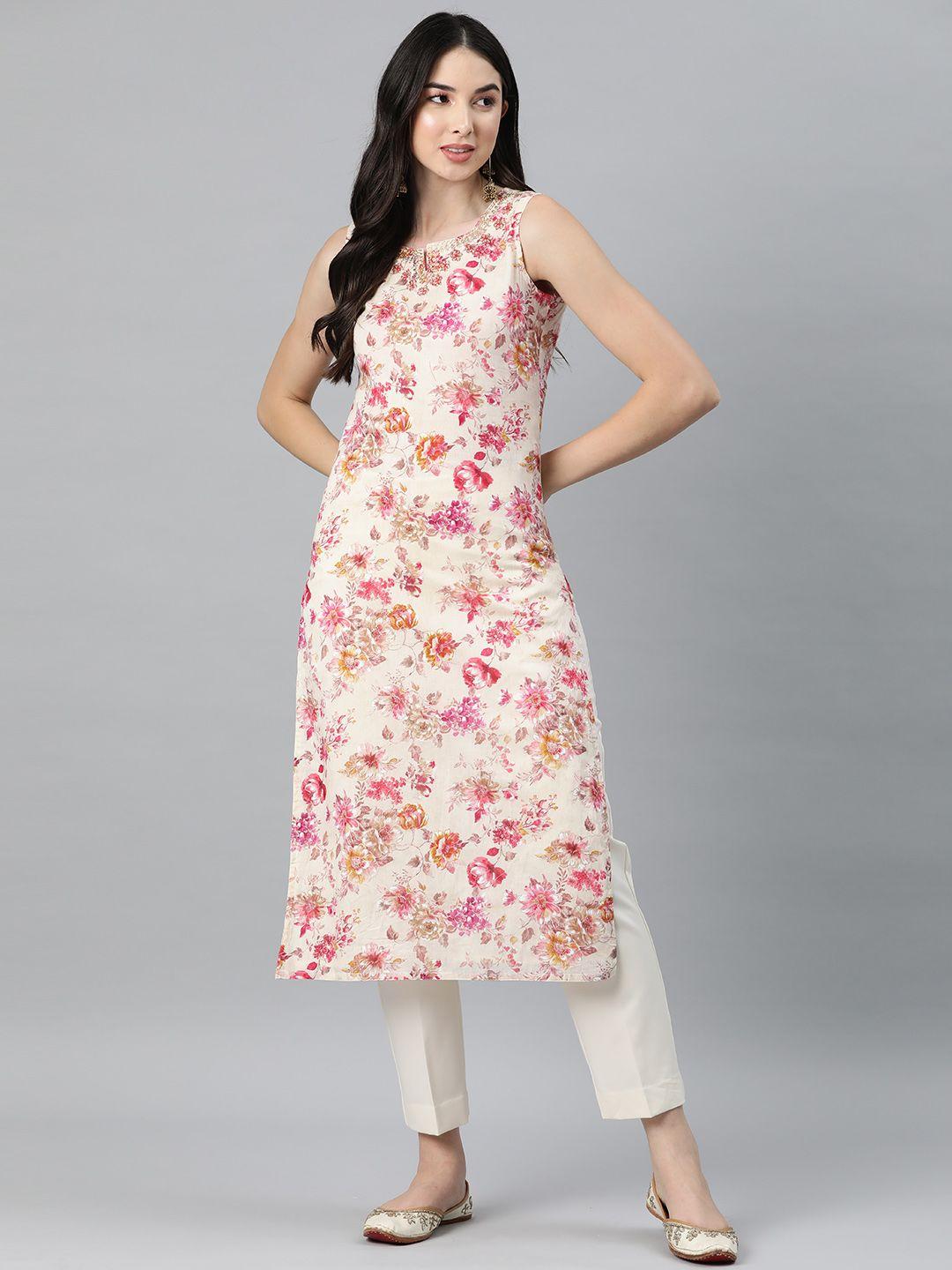 ramas floral printed cotton kurta