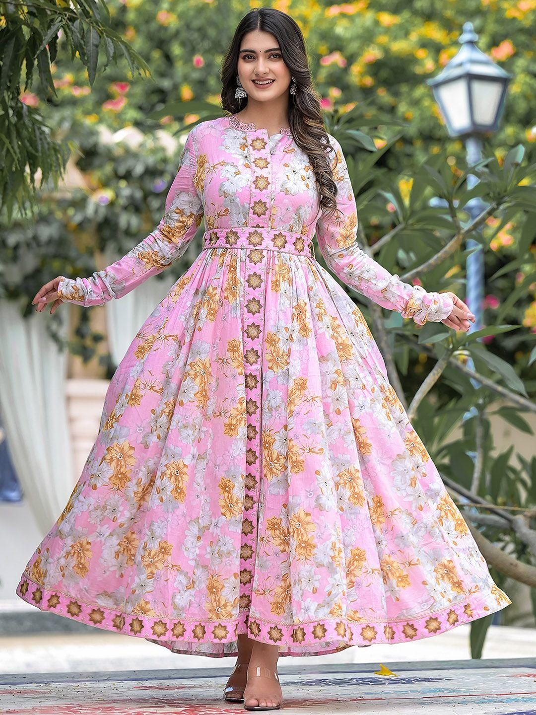 ramas floral printed embroidered ethnic dress