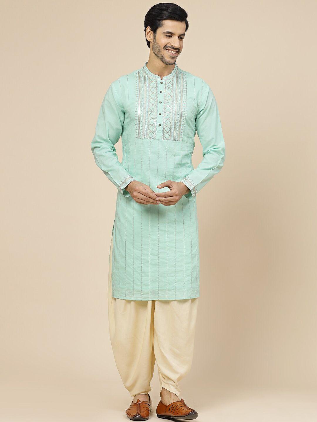 ramas floral sequinned yoke design regular cotton kurta