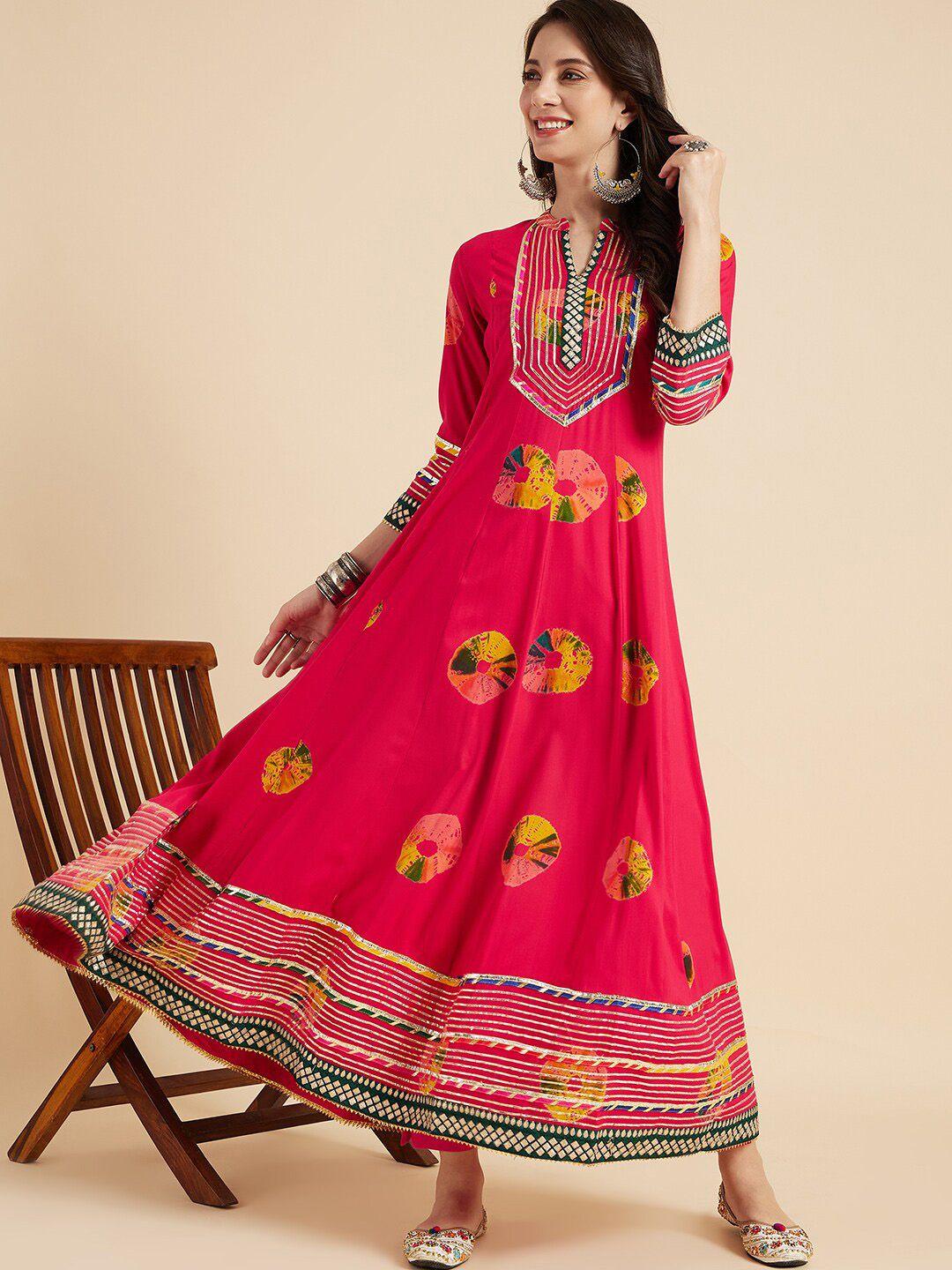 ramas geometric printed gotta patti anarkali kurta