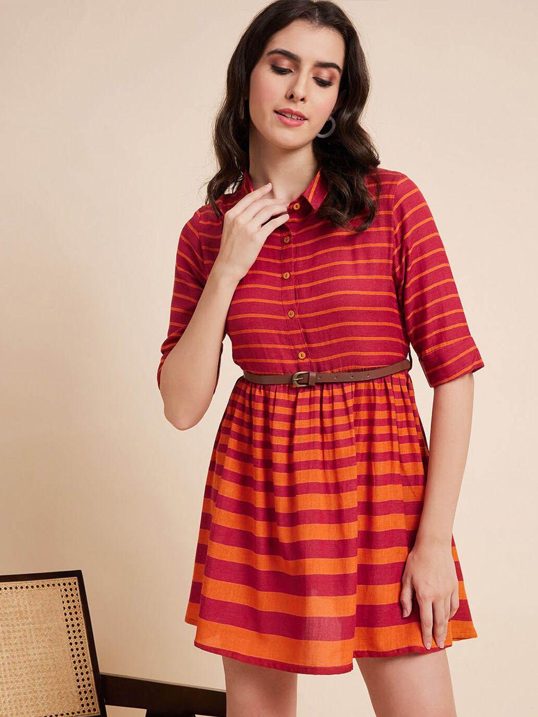 ramas striped cotton shirt style mini dress