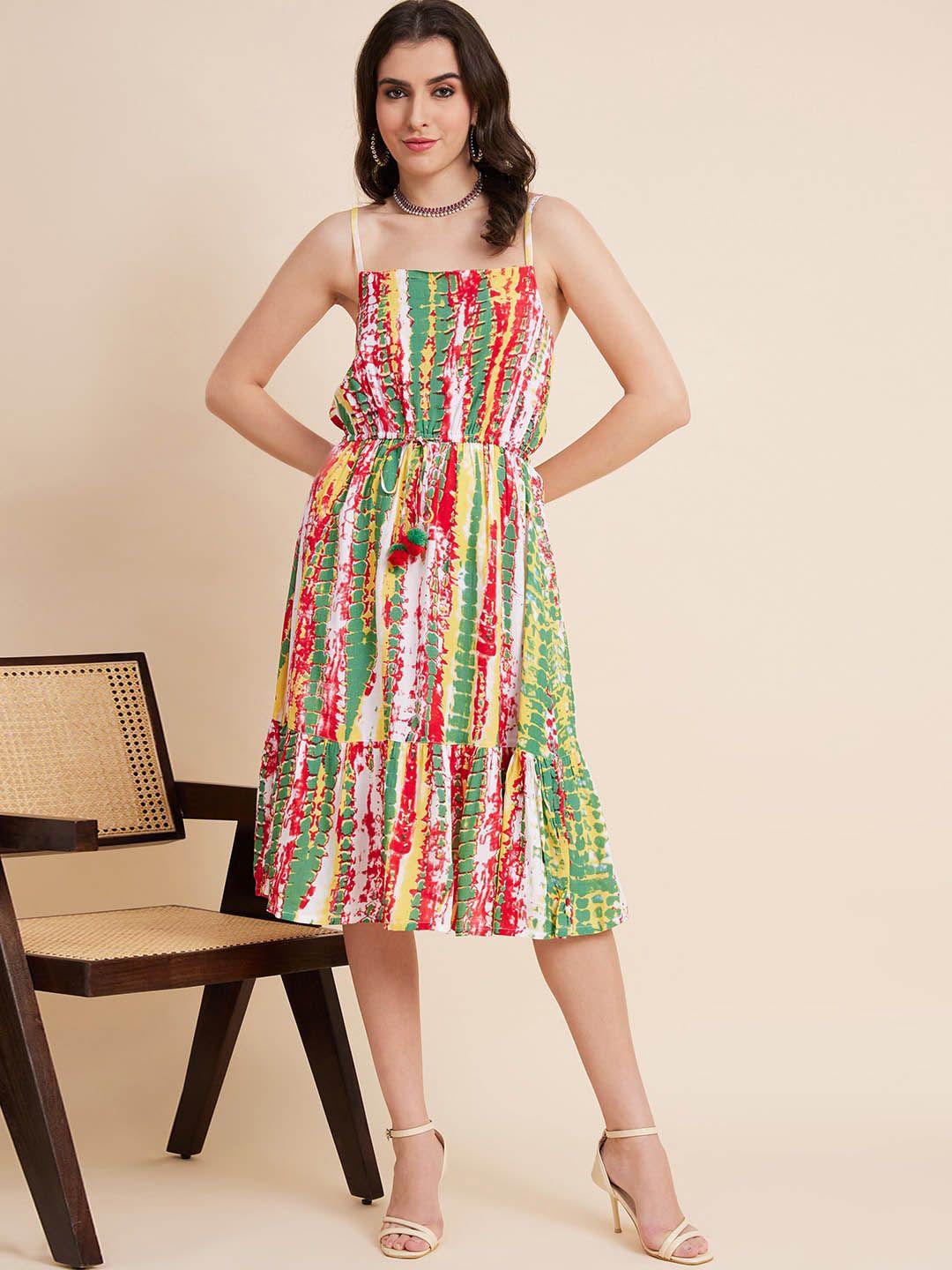 ramas tie and dye print cotton a-line dress