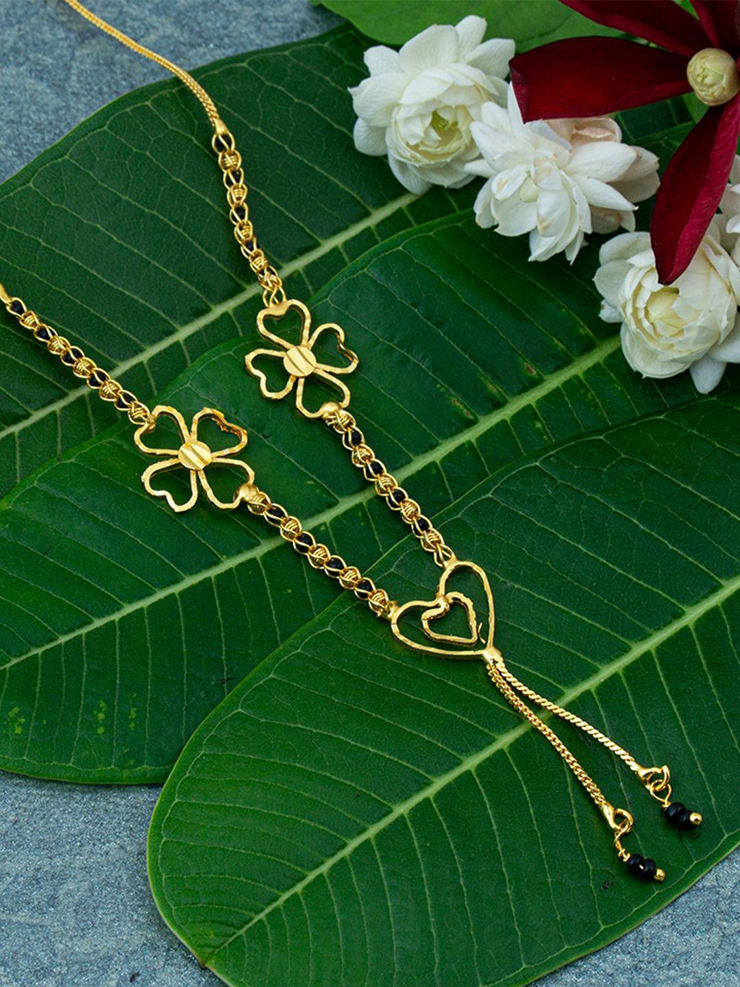 ramdev art fashion jwellery gold-plated  black beaded mangalsutra