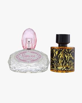 ramona eau de parfum citrus floral perfume 100 ml for women & wild stripes eau de parfum aromatic oriental perfume 100 ml for men + 2 parfum testers