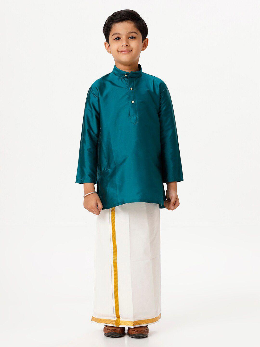 ramraj boys mandarin collar full sleeves kurta with dhoti set