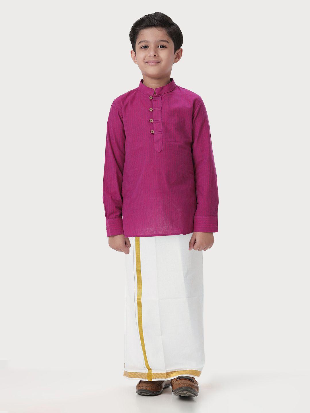 ramraj boys mandarin collar pure cotton shirt with veshti