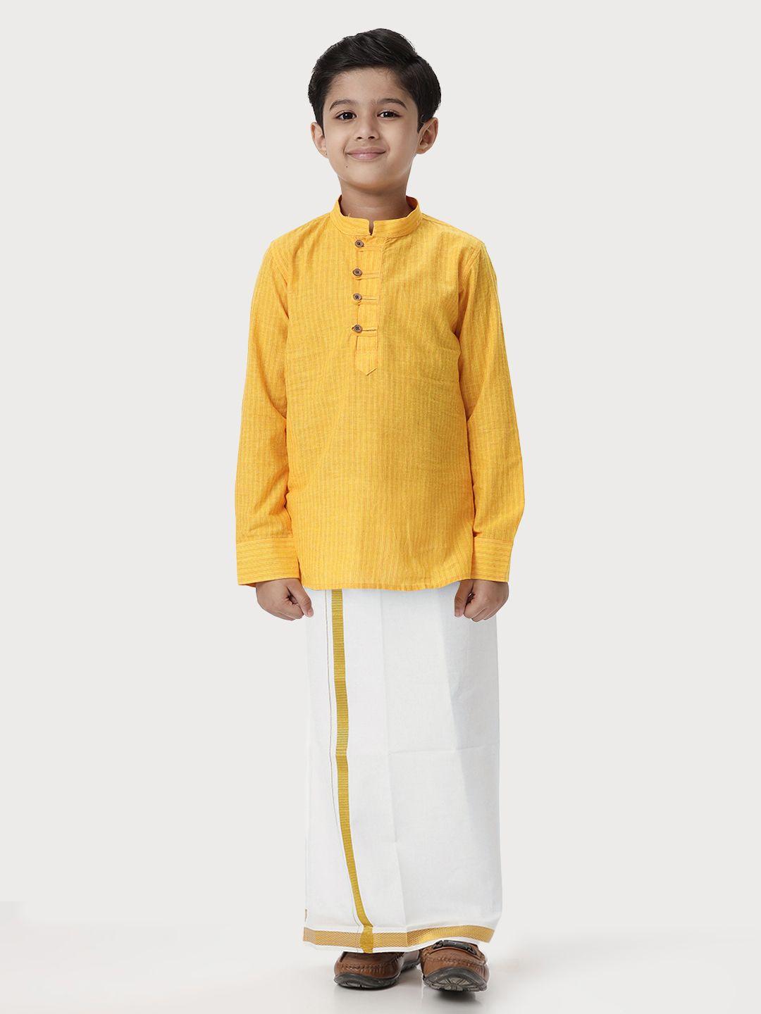 ramraj boys mandarin collar pure cotton shirt with veshti