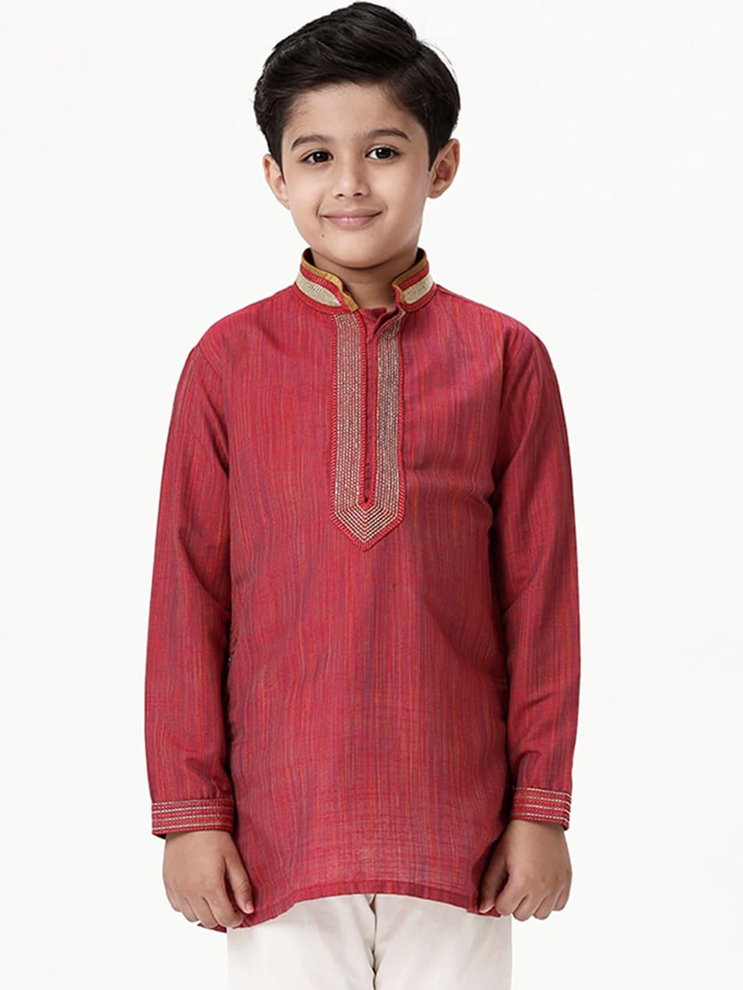 ramraj boys mandarin collar thread work straight kurta