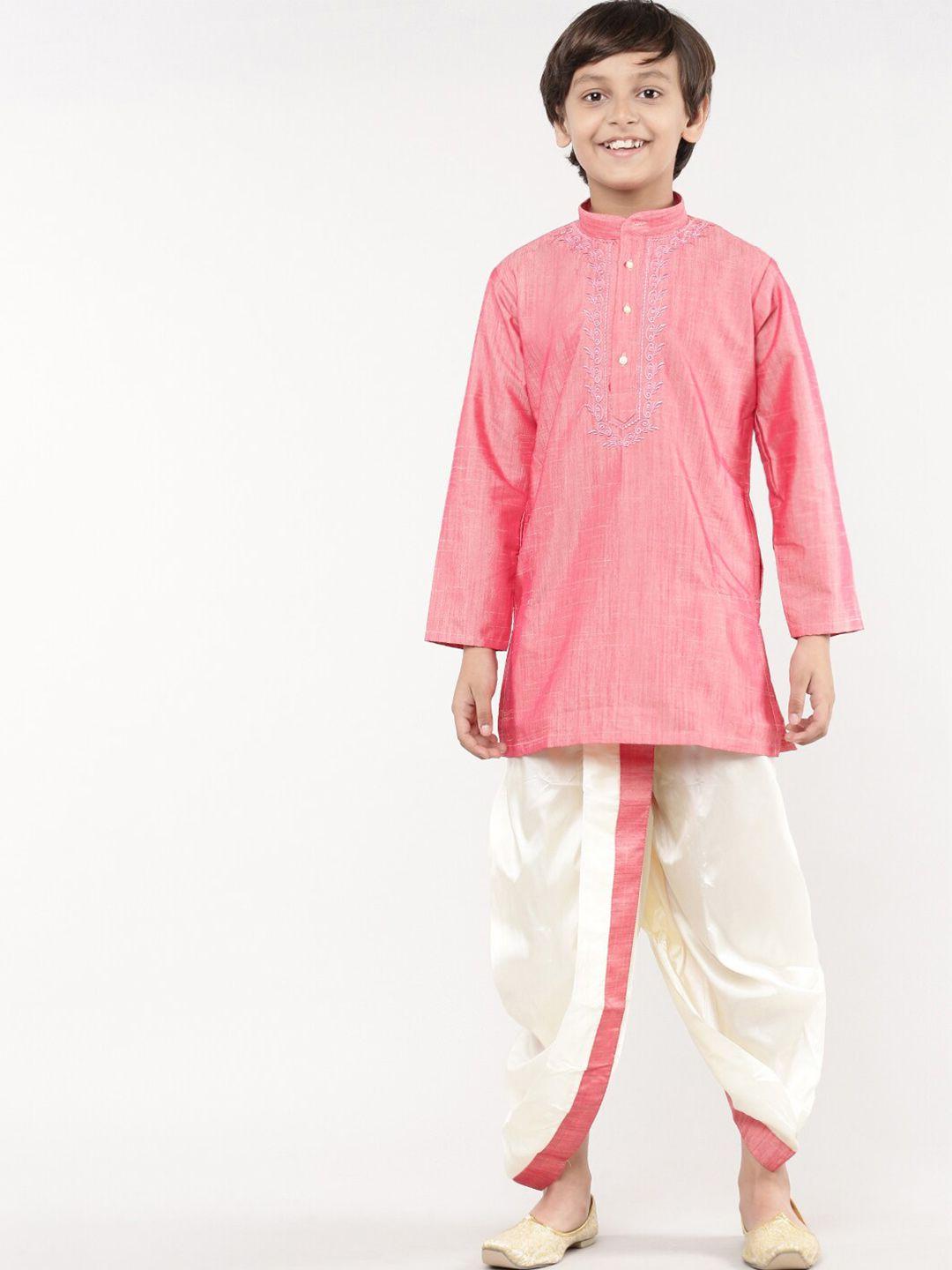 ramraj boys pink & white dhoti pants
