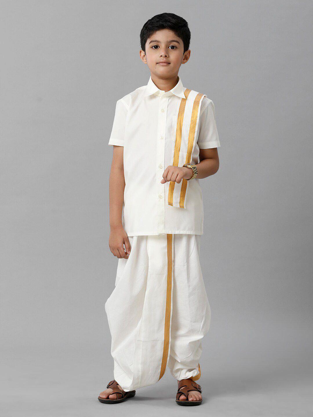 ramraj boys pure cotton shirt with dhoti pants & angavastram