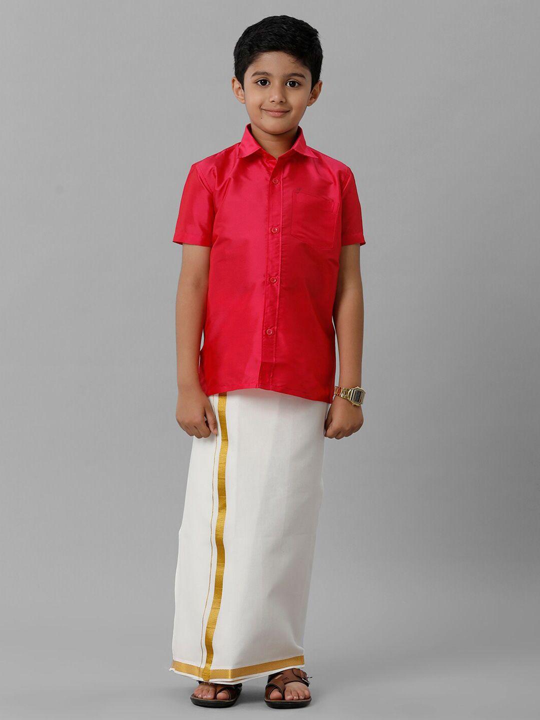 ramraj boys shirt collar shirt  with adjustable veshti