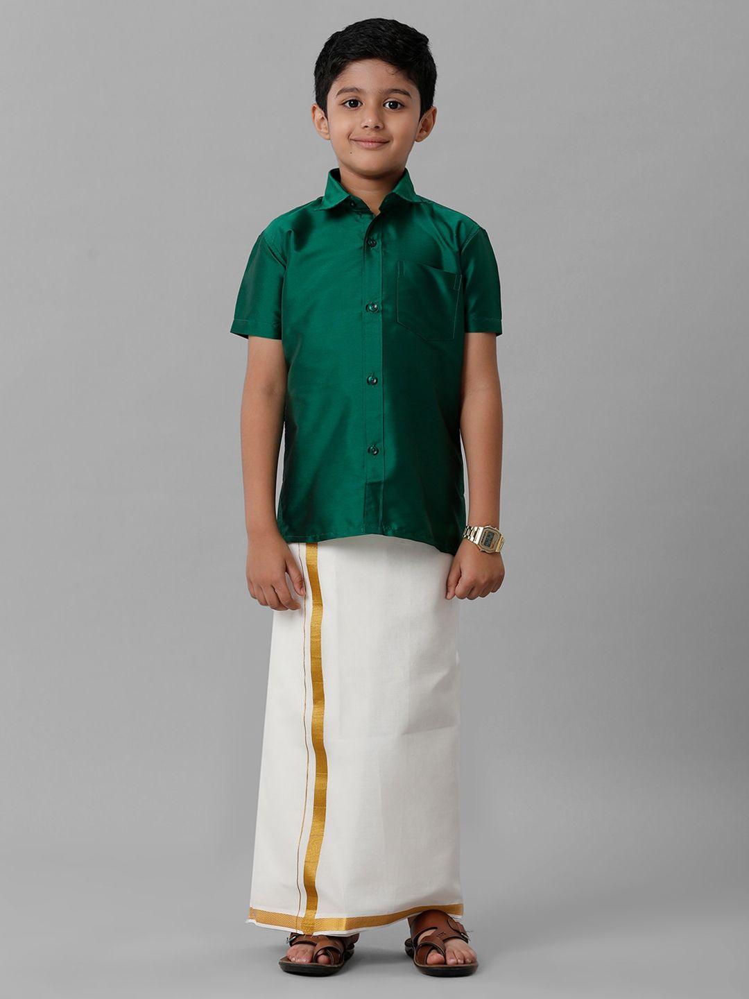 ramraj boys shirt collar silk cotton clothing set