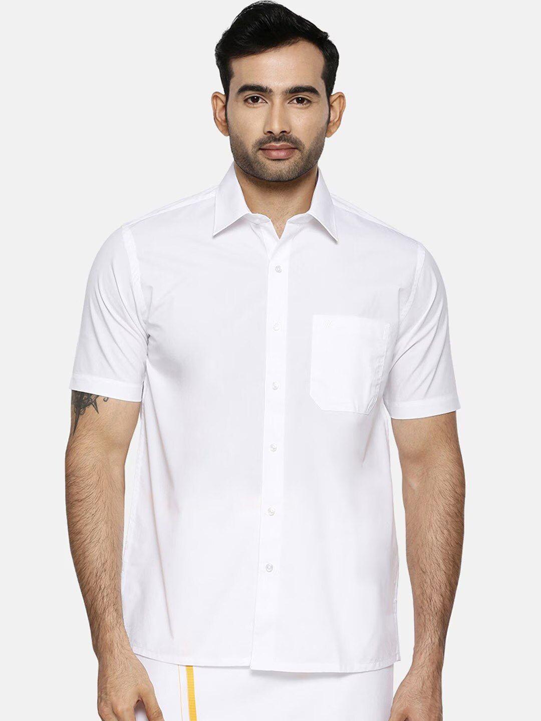 ramraj classic spread collar pure cotton casual shirt