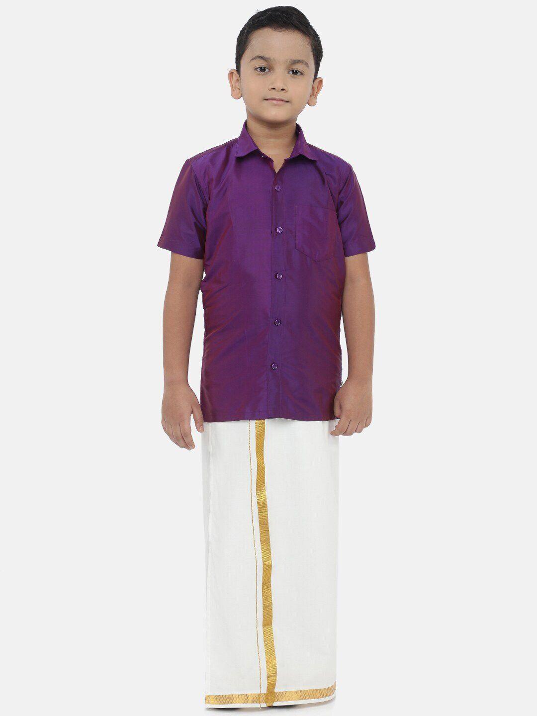 ramraj boys littlestars spread collar shirt with dhoti