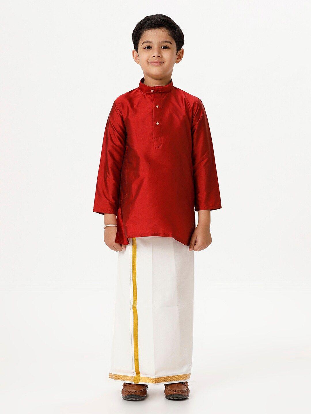 ramraj boys mandarin collar kurta with veshti