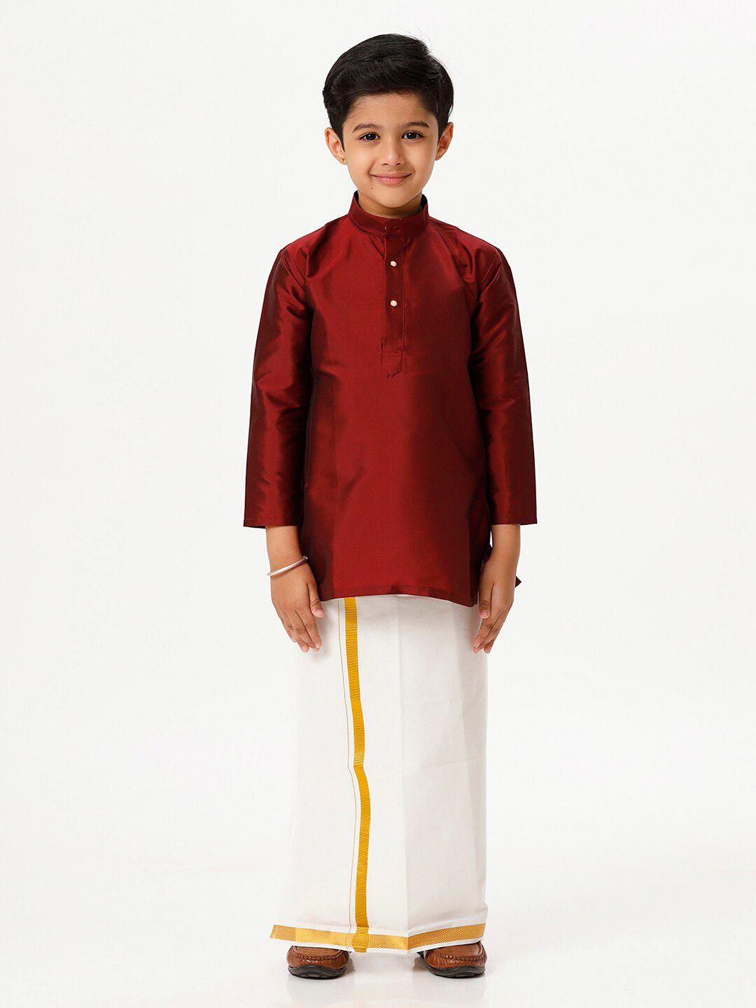 ramraj boys mandarin collar kurta with veshti