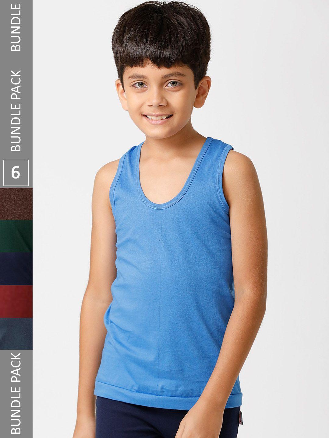 ramraj boys pack of 6 cotton basic innerwear vests