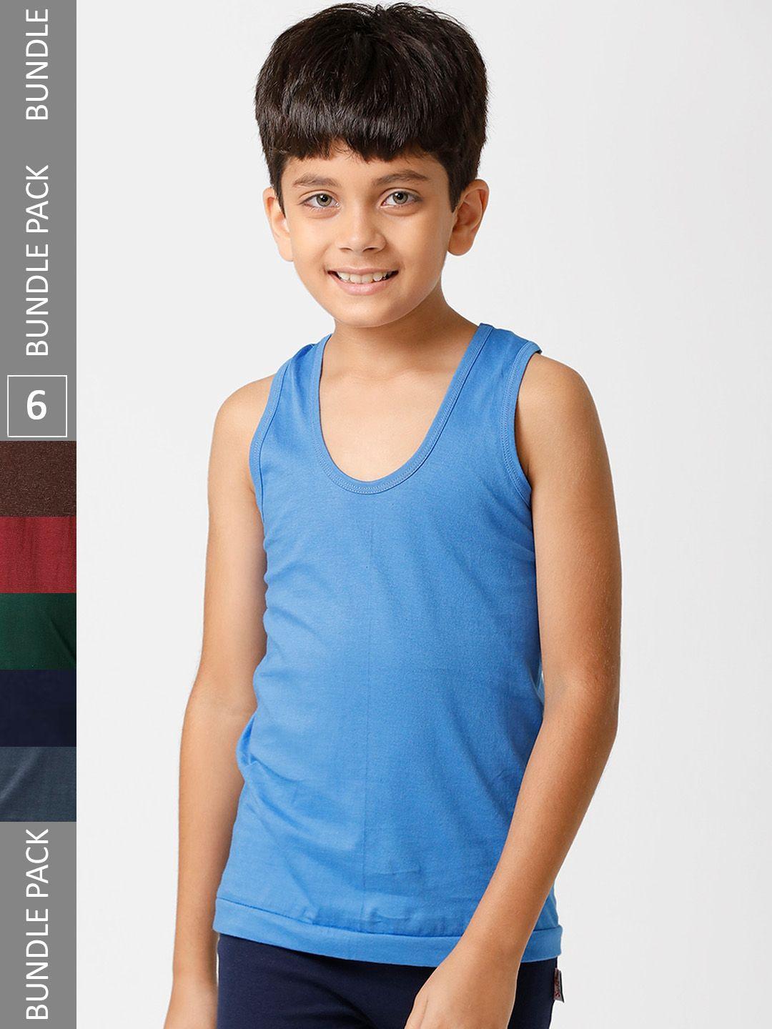 ramraj boys pack of 6 cotton basic innerwear vests