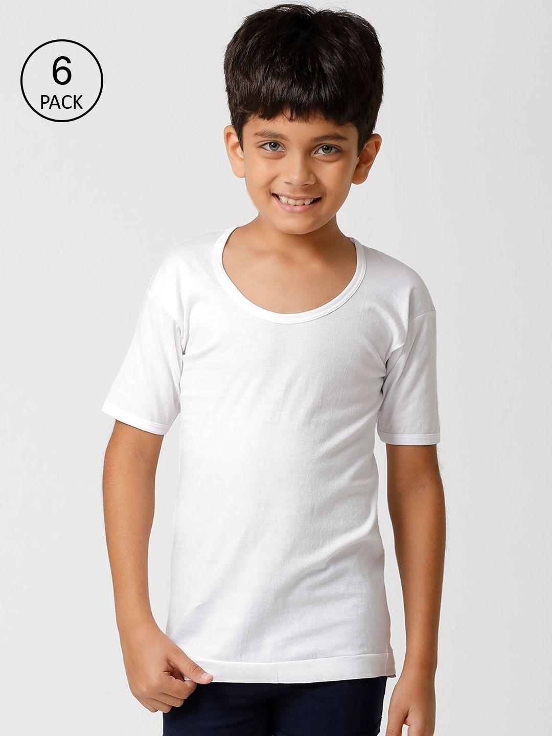 ramraj boys pack of 6 white solid cotton innerwear vests