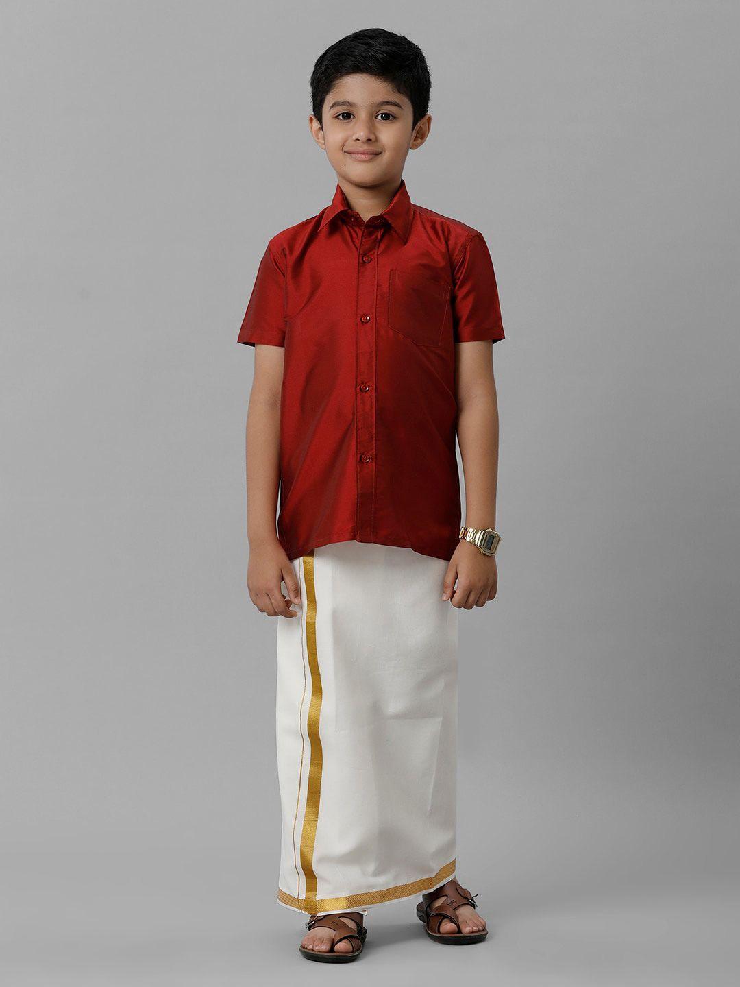 ramraj boys shirt collar shirt & adjustable veshti