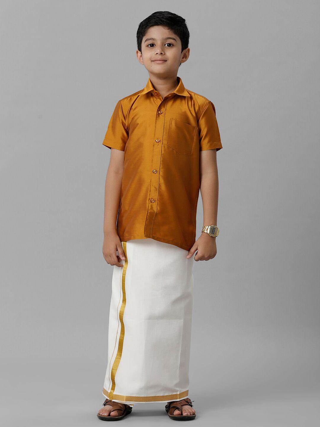 ramraj boys shirt collar shirt with adjustable veshti