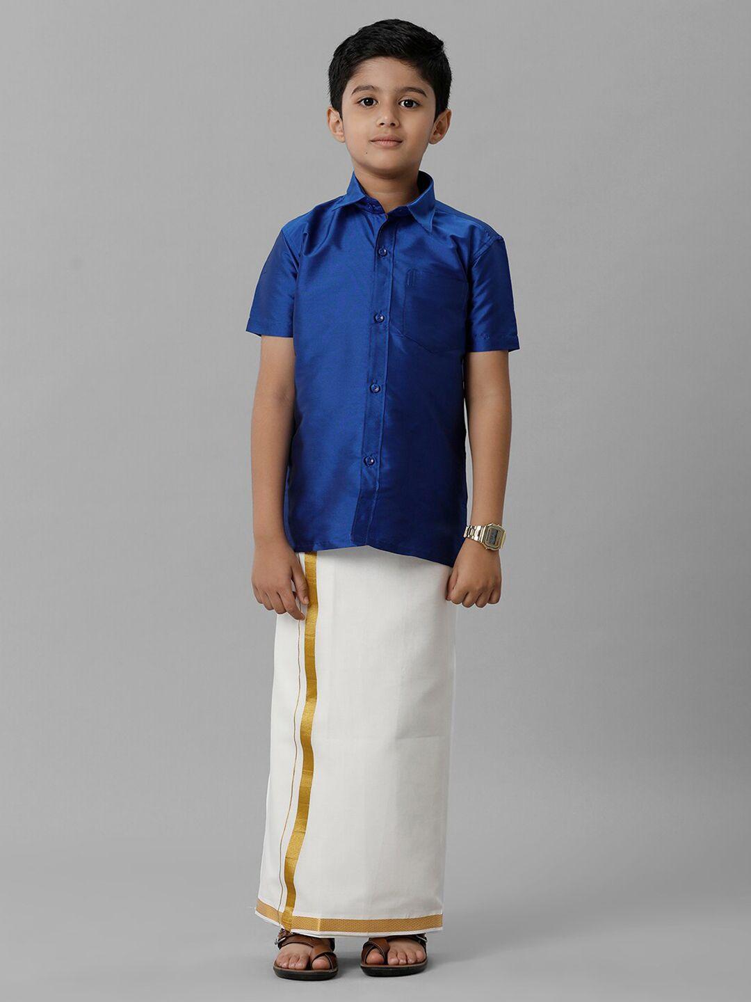 ramraj boys shirt collar shirt with adjustable veshti