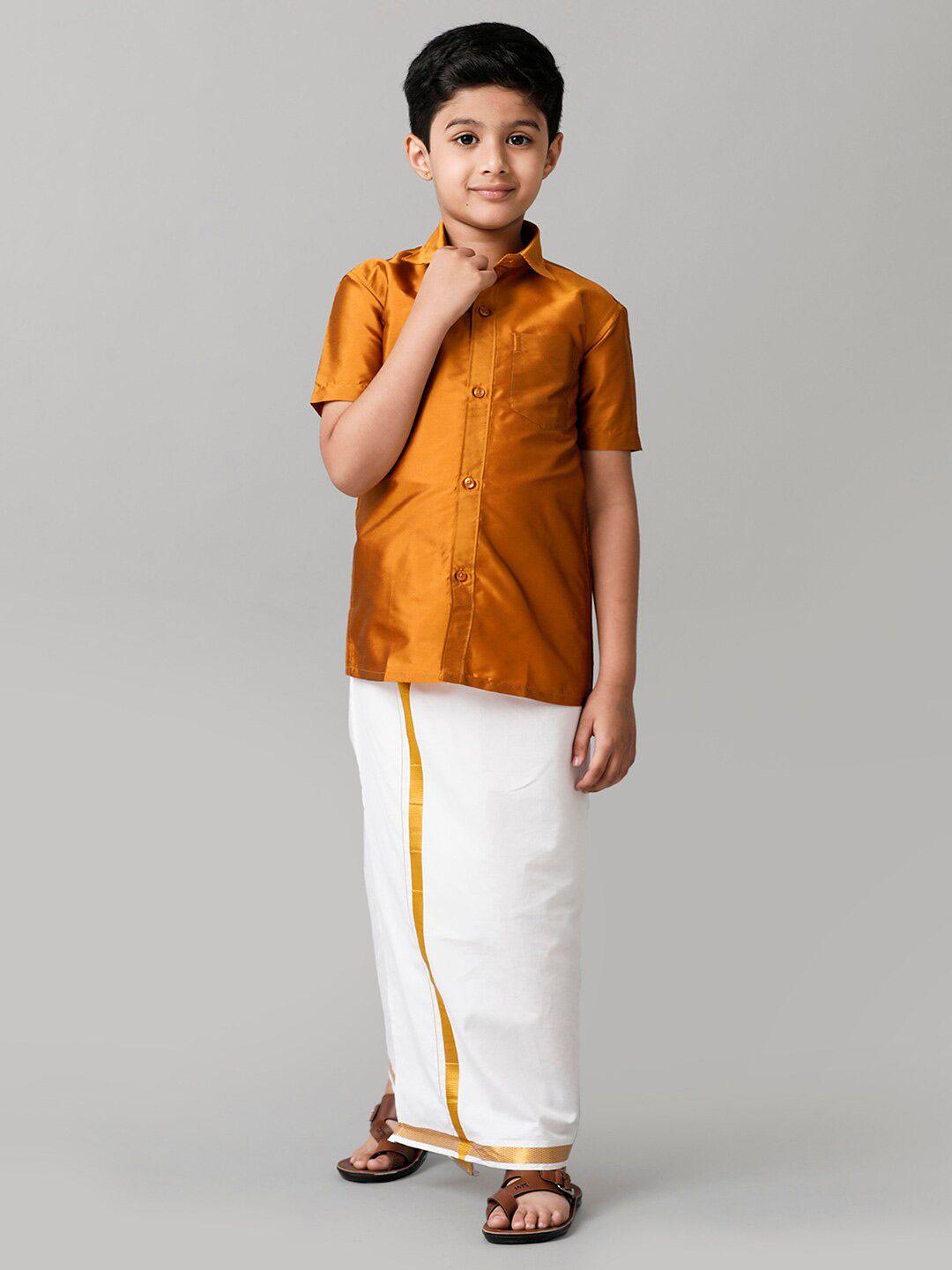 ramraj boys short sleeves shirt with veshti